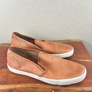 Frye Brett Cognac perforated leather slip on